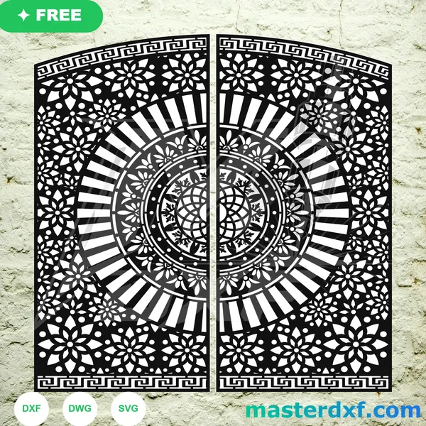 Free Radial Sunburst Mandala Arched DXF Panel DXF File